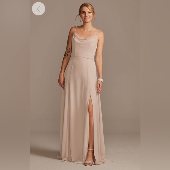 David’s Bridal cowl neck bridesmaid dress with slit - Picture 5 of 5